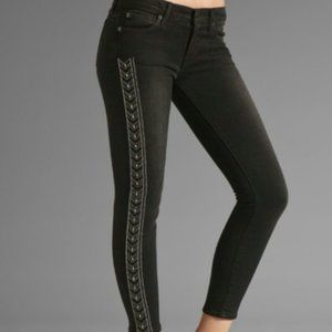 TEXTILE Gilded Ozzy Skinny Jeans Embroidered Studs Black Wash